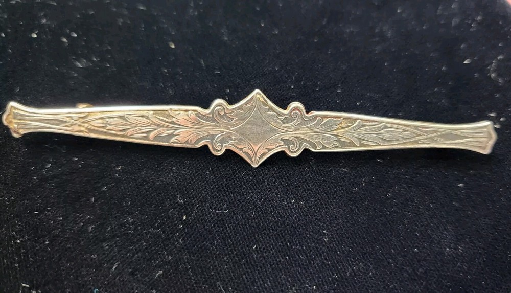 Sterling Silver (Top Only) Vintage Art Nouveau Bar Brooch Pin 4″