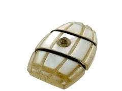 Antique Mother of Pearl Shell Barrel with Rhinestone Jewelry Finding AS IS .75In