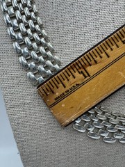 Vintage Avon Silver Plated Wide Flat Panther Link Chain Collar Necklace