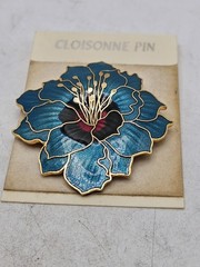 Vintage Cloisonne Brooch Lot Of 2, 1 Flower, 1 Butterfly. Unmarked