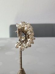 Vintage Silver Tone Pearl & Beads Swirls Earrings Beautiful See Pics 😍 K80