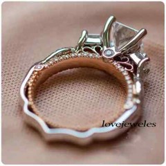 2.20CT Princess Lab-Created Diamond Vintage Engagement Ring 14K 2-Tone Gold Over