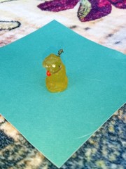 Antique, Vintage Czech Yellow Dog Cracker Jack Glass Charm, Prize, 1″