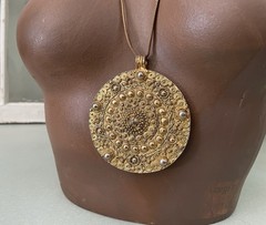 Yves Saint Laurent Vintage Medallion necklace Aztec Style Gilt *YSL Mark* Rare!