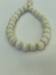 Vintage White Pearlescent Glass Beads Stretch Bracelet 3 inch Stretchable