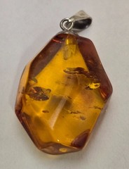 Vintage Brown Natural Amber Pendant from Latvia, Sterling Silver