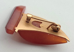 Vintage Soviet Amber Brooch. Sailboat. Kaliningrad. Made in USSR