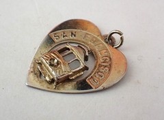 Vintage San Francisco Heart Charm w/Street Trolley or Streetcar Sasco Sterling
