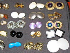 Lot of 25 Vintage Clip-on Earrings Variety of Styles Colors Signed Unsigned Nice