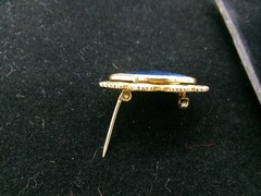 VINTAGE FREIRICH BLUE CABOCHON STATEMENT PIN BROOCH SEE DETAILS