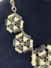 Vtg MCM Brutalist Art Deco Revival Statement Necklace Geometric Medallion