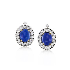 Vint Lapis & Diamond Earrings in 14k Gold & Silver