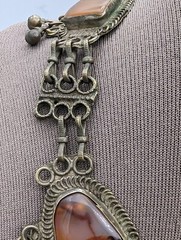 Vintage Semi Precious Stones Metal Choker Necklace