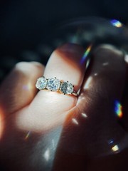 2.50 ctw Antique Old Mine Cut Diamond Three Stone Engagement Wedding Ring