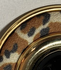 Vtg 80s Leopard Print Cabochon Faux Stone Center Gold Tone 1.5″ Clip On Earrings