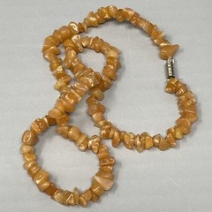 Gemstone Necklace Peach Orange Chip Stone Beads Collar Healing Energy Boho 18″