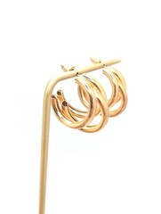 Vintage Gold Tone Lightweight Triple Hoop Earrings Drop Dangle Goldtone Simple