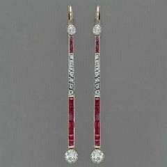 Art Deco Style Round Lab Created Diamond Anniversary 14K Gold Finish Earrings