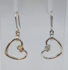 VTG 925 Heart Knot Earrings 1.5in Drop Sterling Silver 2g Lightweight Openwork