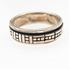 925 Sterling Silver Vintage Geometric Oxidized Rotating Band Ring Size 11.75