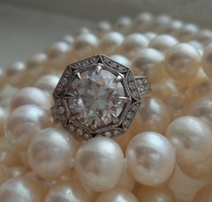 Vintage Art Deco 3CT Round Lab Created Diamond Octagon Halo Ring 14K Gold Finish