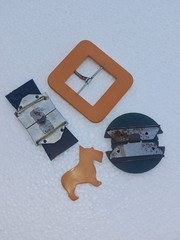 Vintage Mixed Bakelite Lot Buckles & Scotty Dog Figure (Check Description)