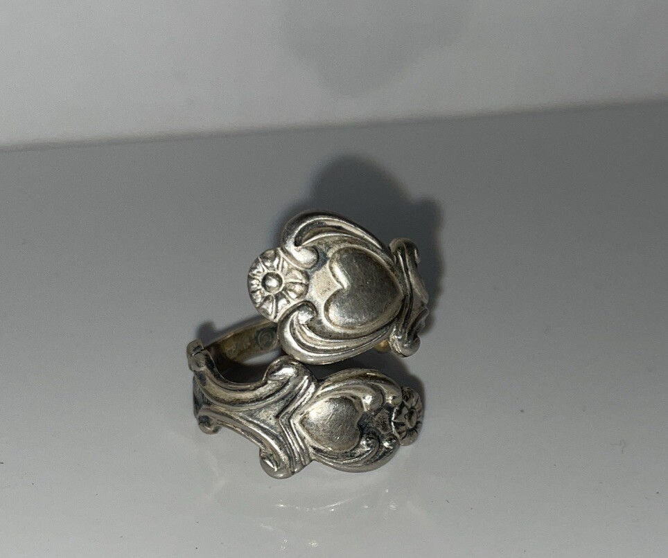 Avon Treasured Heart Sterling Silver Spoon Ring Valentine’s Wrap 925 Size Varies