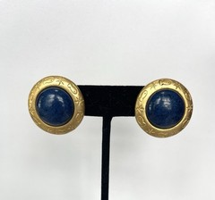 Liz Claiborne Vintage Pierced Earrings w Blue Lapis Stone Gold Tone Etched Ring