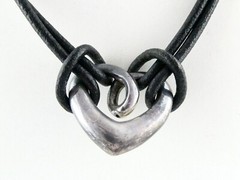 GSJ Sterling Silver and Black Leather Cord Necklace 925 18 Inches 11.8 Grams