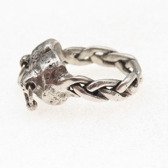 925 Sterling Silver Antique Art Deco Woven Oxidized Ring Size 11.25