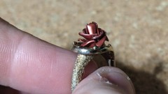 RED ROSE GOLD COLORED RING SIZE 5-6 ADJUSTABLE / WRONGWAY052