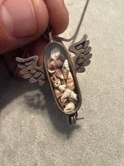 THOMAS MANN Techno Romantic Mixed Metals Winged Shadowbox Pendant Chain Necklace