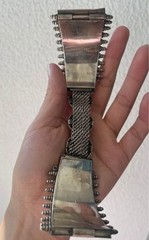 104g European Antique 820 Silver Ornate Wide Bangle ft Flower & Monogram Pattern