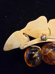 Vintage GCI Baltic Polish Amber Brooch/Pin Butterscotch Cognac Amber Mid Century