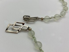 Opaline Glass Bead Necklace w/ 925 Modernist Geometric Interlocking C Clasp MCM