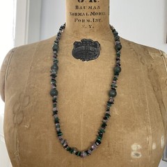 Roxsann Signed Bohemian Natural Stone Statement Beaded Necklace