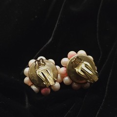 VINTAGE BEADED CLIP ON EARRINGS LOT ONE SIGNED WEST GERMANY