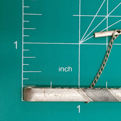 925 Tie Clip 2.5in Sterling Silver 8g Two Tone Gray Engine Turn Chain Bar Estate