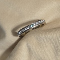 Vintage 1990s 925 Sterling Silver Gold Plated Eternity Band Ring Size 6.25 1.70g