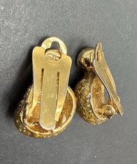 Balenciaga Paris Signed Gold Tone Clip Earrings With Many B Letters J8