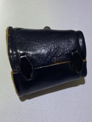 Vintage Leather and Silver Beaded Scarf Slider with Amber Stone