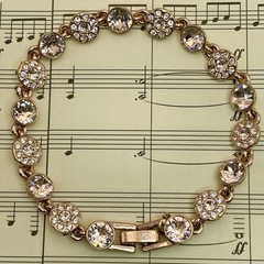 Givenchy Rose Gold Plated Peach Tone Crystal Studded Bracelet 7″ Vintage Sparkle