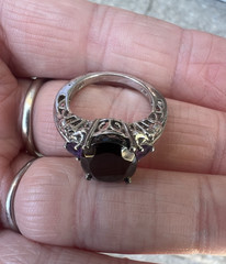 Lovely Chuck Clemency STS Sterling 925 Amethyst & Black Stone Ring Size 5.25