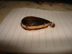 Vintage Nice 14 Kt Solid Yellow Gold Huge Pear Smokey Quartz Pendant Necklace