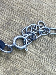 Vintage Natural Stone Alligator Charm Sterling Silver Choker Necklace 14”