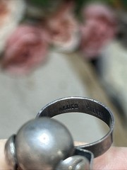 56. Vintage MEXICO Silver Los Cocos Two Balls Old School Ring 5.8g, 5.25s