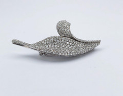 Glittering White 2.46CT Lab-Created Diamonds Pretty Leaf Design Women Brooch Pin