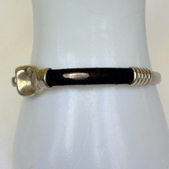 HOB Mexico Bracelet 925 Sterling Leather 7 Inch House Of Bangles 34 Grams