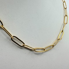 VTG Modern Minimalist Gold Tone Metal Paperclip Link Chain Necklace Adjustable