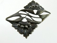 Vintage Sterling Silver Figural Botanical Brooch Leaves Pin 925 12.3g 1 7/8 Inch